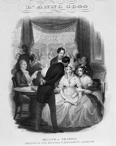 Interior of a lodge of the Teatro alla Scala. 1844 by Unknown artist