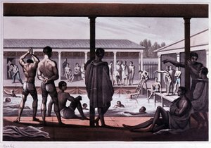 Interior of a swimming school, London, early 19th century. by Unknown artist