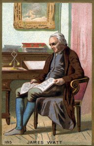James Watt (1736 -1819) in his office. 19th century chromolithography by Unknown artist