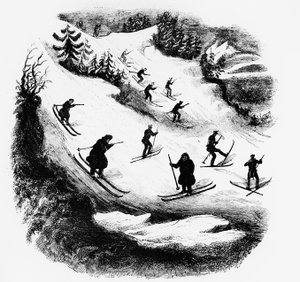 Games of the North: Skiers Down a Track (engraving) by Unknown artist