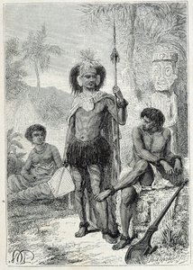 Journey of Captain James Cook (1728-1779): indigenes of the Marquesas Islands - illustration taken from 