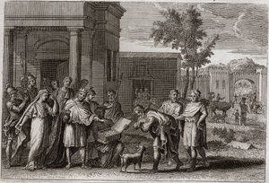 Kingdom Bible, Old Testament: Abimelech Punished by God. Abimelech, King of Gerar, Having Taken Sarah by Force, is Deluded by God and Returns Her to Abraham
