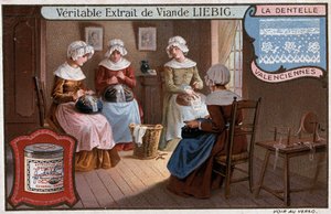 Lace Workshop, Valenciennes, Liebig Advertising, circa 1895 by Unknown artist