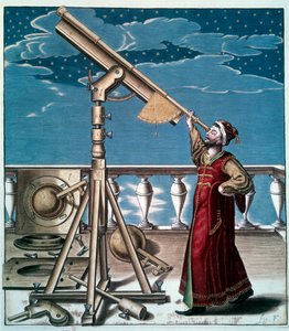 The Astronomer: A Man Watches the Stars in the Telescope. 17th Century. Paris, B.N. by Unknown artist