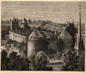 Le Chateau a Fougeres - Brittany - France - engraving in 
