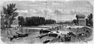 The dam of Suresnes - Engraving In Le Journal Illustrie