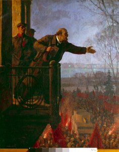 Lenin on the Balcony of the Csechinskaia House at Night, April 1917 by Unknown Artist