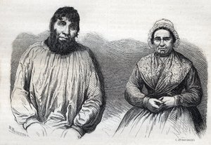 Les epoux Dumollard (Martin Dumollard (1810-1862) and his wife accomplice Marie Anne Martinet (1814-1875) Engraving of the 19th century by Unknown artist