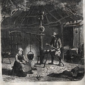 Les sabotiers. engraving 19th century