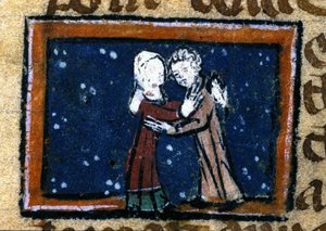 Love Scene from a 13th Century French Manuscript by Unknown artist