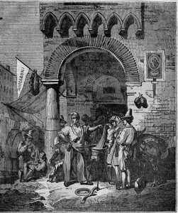 Macaroni pasta dealer in Naples in the 19th century by Unknown artist