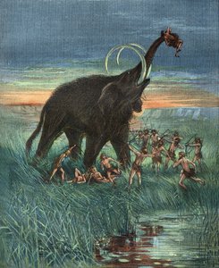 Mammoth hunting scene, Stone Age