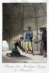 Marriage in the Mandingues (Mali?), Africa - engraving