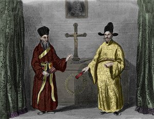 Matteo Ricci with convert Paul Ly - Portrait of Matteo Ricci (1552-1610) (left), Italian Jesuite, and Paul Ly, great propagator of the Christian faith in China