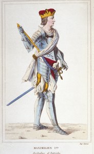 Maximilian I (of Habsburg). Archduke of Austria, King of the Romans and Germanic Emperor (1459 - 1519). Engraving from 1830
