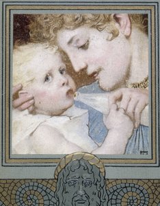 Mother giving the bottle to her child - 19th century by Unknown artist