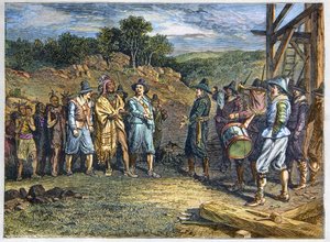 Native population of America: Indians. The settlers met Massasoit (1590-1661) also known as Ousamequin 