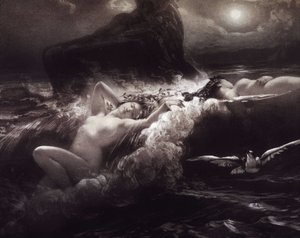Nymphs - lithography by Unknown artist