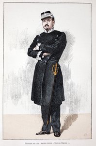Officer of Peace, Small Second Empire Dress. Eau forte en couleurs, for illustration History of the corps des gardiens de la paix book published under the auspices of Louis Lepine, by Alfred Rey and Louis. by Unknown artist
