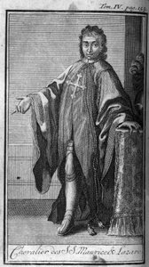 Orders of Chivalry. Knight of Saint Maurice and Lazarus in Savoy in the 16th century. In History of military orders or knights, of the seculieres and regulars militias of both sexes, which have been established so far. Edition taken from Abbe Giustinian by Unknown artist