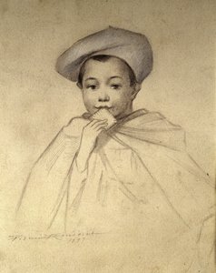 Original portrait used as a logo for the boxes of cookies LU by Unknown artist