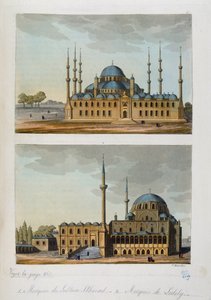 Ottoman Empire: Blue Mosque (or Sultanahmet Camii) built by Sultan Ahmet I and Mosque of Laleli in Istanbul - in 