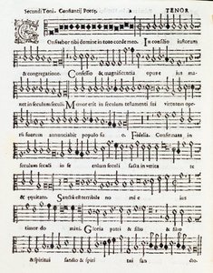 Page of Musical Score of Confitebor Tibi Domine Psalm Dedicated to Palestrina by Costanzo Porta by Unknown artist