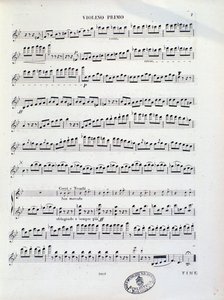 Page of Musical Score of First Violin of Overture No. 11 by Kalliwoda by Unknown artist
