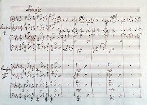 Page of the symphony reduced to two pianos and eight hands of Die Zauberflote, opera by Mozart, Lichtenthal version by Unknown artist