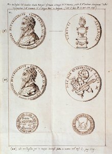Page with Portraits from Il Melone, Discorso Armonico