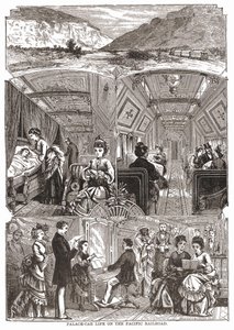 Palace-car life on the Pacific Railroad, engraving, 19th century by Unknown artist