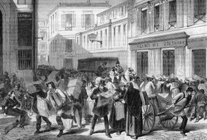 Paris 1869: the newspaper hall, rue du croissant by Unknown artist