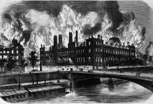 Paris, the Commune: Fire of the Hotel de Ville on 24 May 1871 (engraving of the 19th century) by Unknown artist