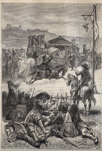Parrot Shooting - 19th century illustration for the historical novel 