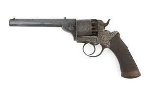 Percussion side-hammer revolver, possibly .38 inch calibre, c.1860s