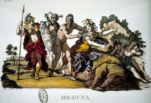Perseus and the Medusa, one of the three Gorgones - in Dizionario mitologico by Unknown artist
