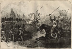 Persian Anglo War: The Charge of the 3rd British Indo Cavalry Commanded by Captain Forbes During the Battle of Koosh-Ab on February 8 by Unknown artist