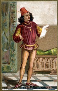 Pierre Gringoire, French Dramatic Poet. 19th Century Chromolithography