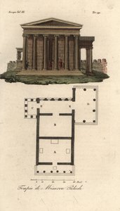 Plan and Elevation of the Erechtheion or Erechtheum, Temple of Neptune, Temple of Minerva Polias with Porch of the Caryatids, and Temple of Pandrosus or Pandrosion