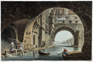 Pont de la Tournelle in Paris seen by J.C.Nattes, Published by W.Miller in London-1806