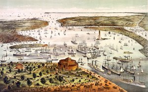 Port of New York; air view by Unknown artist