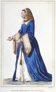 Portrait of Anne of Brittany (1476-1514), Queen of France, wife of Charles VIII then Louis XII (engraving of 1830) by Unknown artist