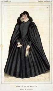 Portrait of Catherine de Medici (1519 - 1589), engraving early 19th century by Unknown artist