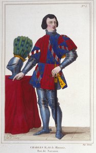 Portrait of Charles II the Evil, King of Navarre (1332-1387) (engraving of 1830) by Unknown artist