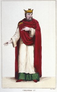 Portrait of Chilperic I, King of Neustria (engraving 1830) by Unknown artist