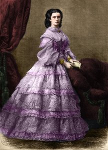 Portrait of Elisabeth de Wittelsbach (1837-1898) (Sissi), Empress of Austria (1854-1898) and Queen of Hungary (1867-1898), née Duchess in Bavaria. Engraving of 1864. Private collection.
