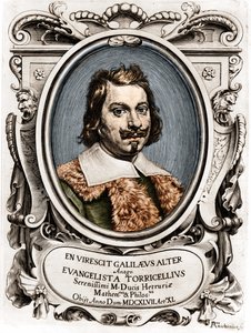 Portrait of Evangelista Torricelli or Toricelli (1608 - 1647), Italian physicist. Engraving of the 17th century by Unknown artist