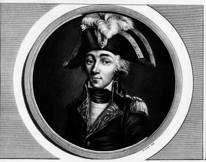 Portrait of Francois Hanriot (1761-1794), French Revolutionary. Engraving in 