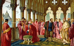 Portrait of Galileo Galilei Presenting the Telescope to the Doge in Venice