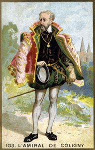 Portrait of Gaspard de Châtillon, Sire de Coligny (1519 - 1572), Admiral of France. Chromolithography of the 19th century by Unknown artist